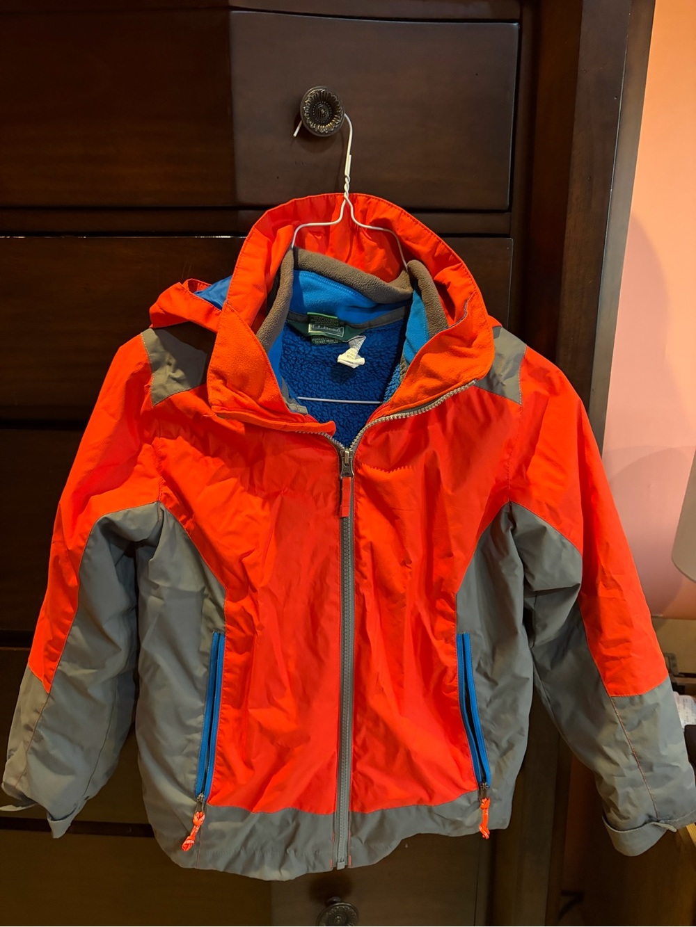 LLBean Kids Orange and Gray Waterproof Winter Jacket